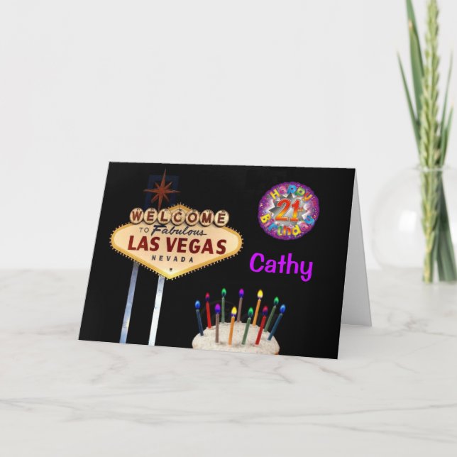 Cartão aniversário de 21 anos Las Vegas (Frente)