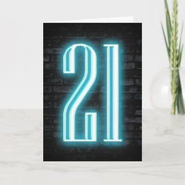 Cartão aniversário de 21 anos Neon Sign on Brick