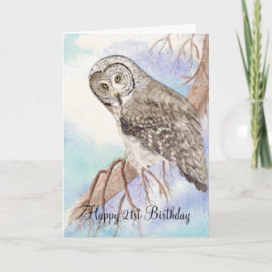 Cartão aniversário de 21 anos Owl