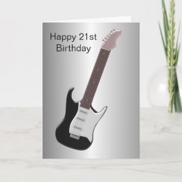 Cartão Aniversário de 21 anos Personalizado de Guitarra E