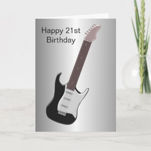 Cartão Aniversário de 21 anos Personalizado de Guitarra E