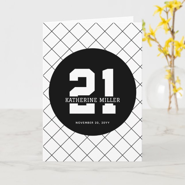 Cartão Aniversário de 21 anos personalizado moderno e ele (Flor Amarela)