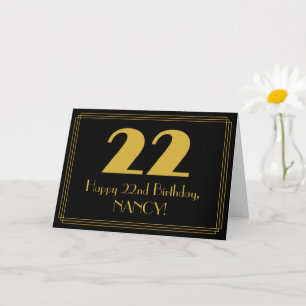 Cartão Aniversário de 22 anos: Visual inspirado em Art Dé
