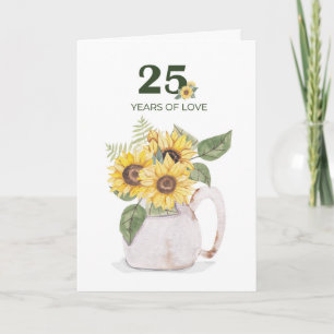 Cartão Aniversário de 25 anos Girassóis Anos de Amor