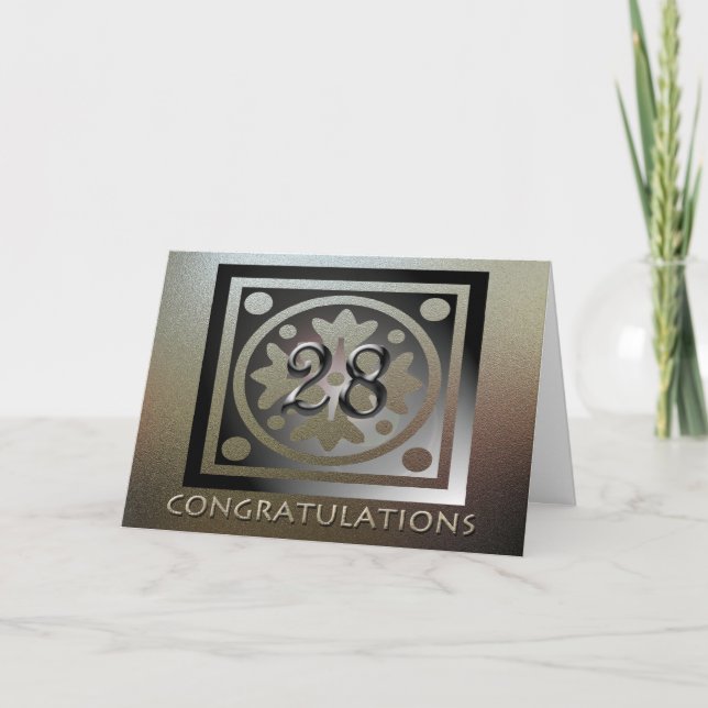 Cartão Aniversário de 28 anos da Funcionária Elegante Dou (Frente)