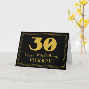 Cartão aniversário de 30 anos: Art Deco Inspira "30" & No