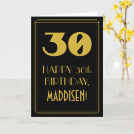 Cartão aniversário de 30 anos ~ Art Deco Inspirou "30" & 