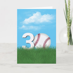 Cartão aniversário de 30 anos Baseball Em Grama Verde