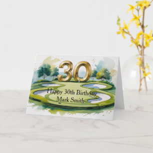 Cartão Aniversário de 30 anos de golfe no campo de golfe