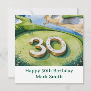 Cartão Aniversário de 30 anos de golfe no campo de golfe