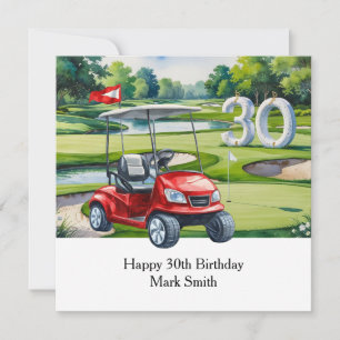 Cartão Aniversário de 30 anos de golfe no campo de golfe
