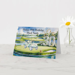 Cartão Aniversário de 30 anos de golfe no campo de golfe