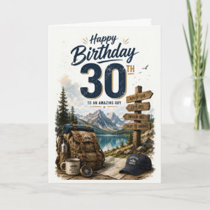 Cartão Aniversário de 30 anos do Homem ao Ar Livre