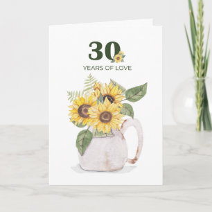 Cartão Aniversário de 30 anos Girassóis Anos de Amor