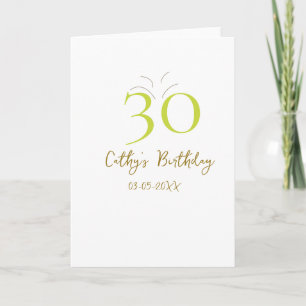 CARTÃO ANIVERSÁRIO DE 30 ANOS GREEN GOLD PASTEL DESENHADO
