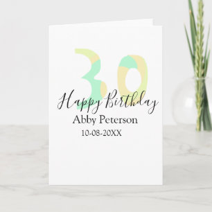 Cartão aniversário de 30 anos letra negrito pastel amarel