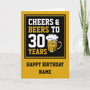 Cartão aniversário de 30 anos para saudações e cerveja