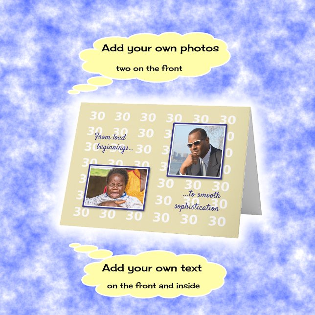 Cartão aniversário de 30 anos suas fotos e texto (Criador carregado)