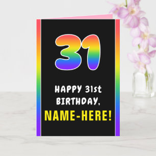 Cartão Aniversário de 31 anos: Arco-íris Colorido # 31, N