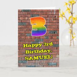 Cartão aniversário de 3 anos: Arco-Íris 3 inspirado no Gr