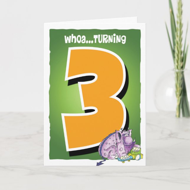 Cartão Aniversário de 3 anos feliz (Frente)