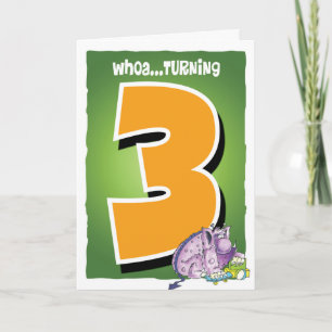 Cartão Aniversário de 3 anos feliz