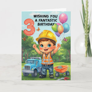 Cartão Aniversário de 3 anos feliz
