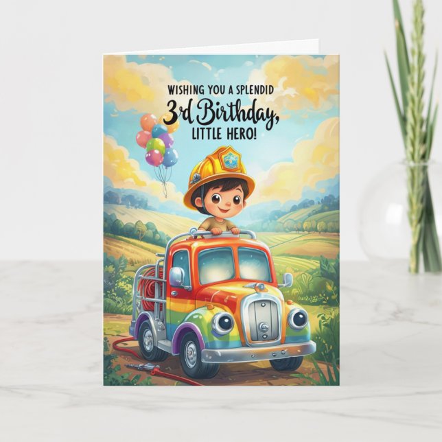 Cartão Aniversário de 3 anos feliz (Frente)