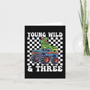 Cartão aniversário de 3 anos Monster Truck Young Wild E T