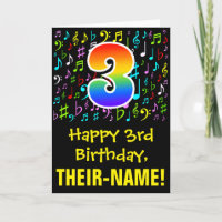 aniversário de 3 anos: Símbolos de Música Colorido