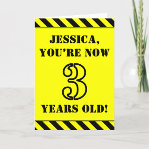 Cartão aniversário de 3 anos: Texto do Estilo de Estêncil