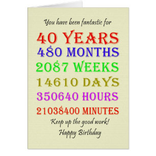 Cartão aniversário de 40 anos