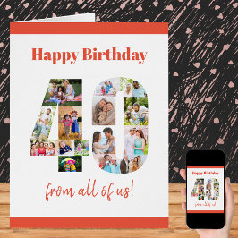 Cartão Aniversário de 40 anos 40 Número Feliz de Colagem 