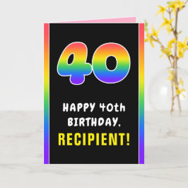 Cartão aniversário de 40 anos: Arco-Íris Colorido nº 40, 