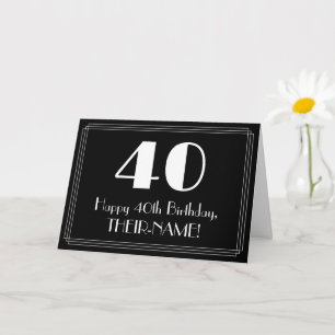 Cartão aniversário de 40 anos ~ Art Deco Inspirou "40",