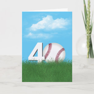 Cartão aniversário de 40 anos Baseball Em Grama Verde