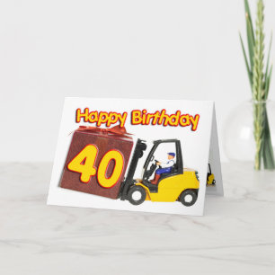 Cartão aniversário de 40 anos com empilhadeira