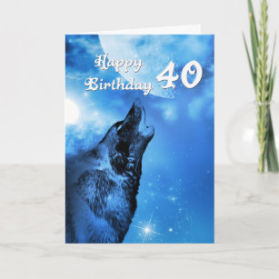 Cartão Aniversário de 40 anos do lobo-guincho