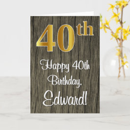 Cartão aniversário de 40 anos: Elegante Faux Dourado Look