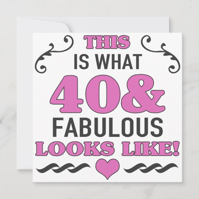 Cartão aniversário de 40 anos Fabuloso (Frente)