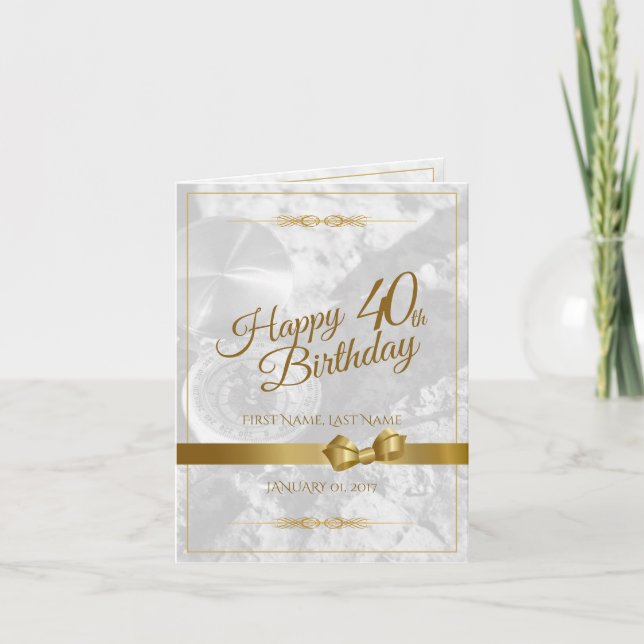 Cartão Aniversário de 40 anos feliz com arco ouro (Frente)