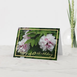 Cartão aniversário de 40 anos Kim Peonies Elegante Quadro