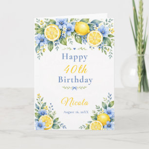 Cartão Aniversário de 40 anos Lemon Blue