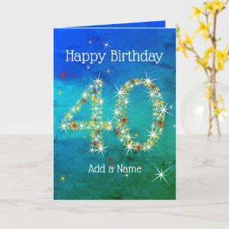 Cartão aniversário de 40 anos - Números de estrelas - Ver