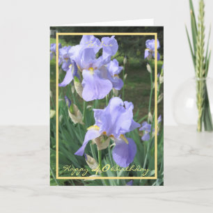 Cartão aniversário de 40 anos Purple Irisa Quadro Dourad