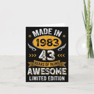 Cartão Aniversário de 43 anos Vintage 1983 43 anos de ida