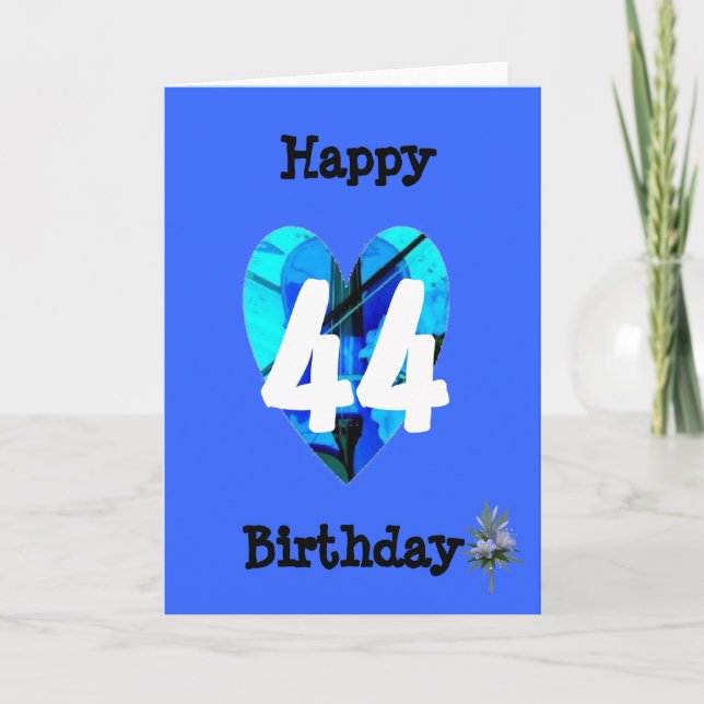 Cartão Aniversário de 44 Azul (Frente)