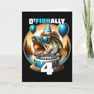 Cartão Aniversário de 4 anos de idade O'fishally pescaria