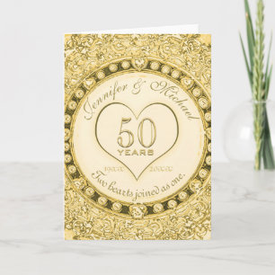 Cartão Aniversário de 50º Bodas de Ouro Dourado