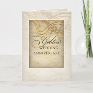Cartão Aniversário de 50 anos de casamento dourado, Pérol